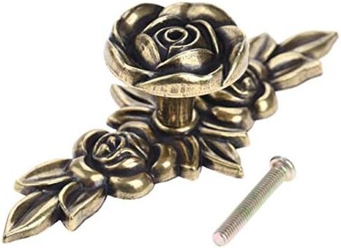 Cabinet Drawer Handle 1Pc Flower Shape Furniture Handles European-Style Wardrobe Drawer Knobs Kitchen Cabinet Door Pull Handles Retro Classical Bronze(A) in Saudi Arabia