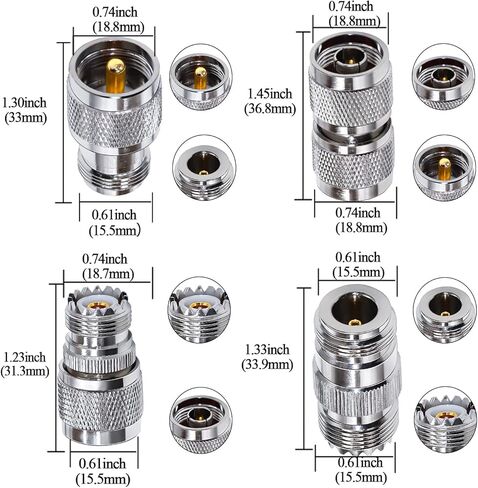 TUOLNK UHF إلى N موصل عدة N-نوع ذكر/أنثى إلى SO239 UHF ذكر/أنثى RF محول محوري لتمديد كابل/هوائي CCTV N إلى UHF محول محوري عدة 4 مجموعة in Kuwait
