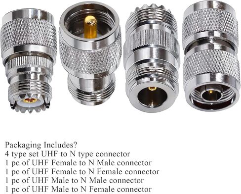 TUOLNK UHF إلى N موصل عدة N-نوع ذكر/أنثى إلى SO239 UHF ذكر/أنثى RF محول محوري لتمديد كابل/هوائي CCTV N إلى UHF محول محوري عدة 4 مجموعة in Kuwait