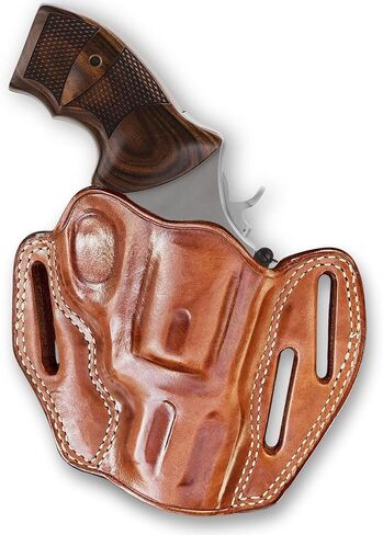 حافظة Masc Premium Leather OWB Pancake Holster تناسب مركز الأداء موديل 627 8RD Unfluted Cyl 2-5/8 بوصة، رسم اليد اليمنى، بني #1489# in Kuwait