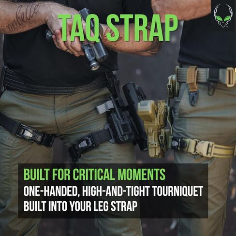 عاصبة تكتيكية متكاملة من Alien Gear TAQ-Strap - حزام الساق للحافظات، وأقنعة الغاز، وIFAKs - الفخذ، والسقوط، وحافظة الساق التكتيكية - عالمية in Kuwait