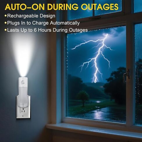 Enhon 3 Pack 4 in 1 Emergency Lights for Home Power Failure, Rechargeable LED Flashlight Plug in Wall, Automatic Turn On Power Outage Night Light with Motion Sensor for Hurricane Preparedness Items in Saudi Arabia