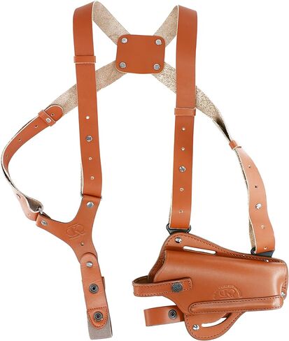 Leather Vertical-Horizontal Shoulder & Belt Holster RH Fits 9mm .40 .45 Caliber Semi-Autos 4" Handmade! in Saudi Arabia
