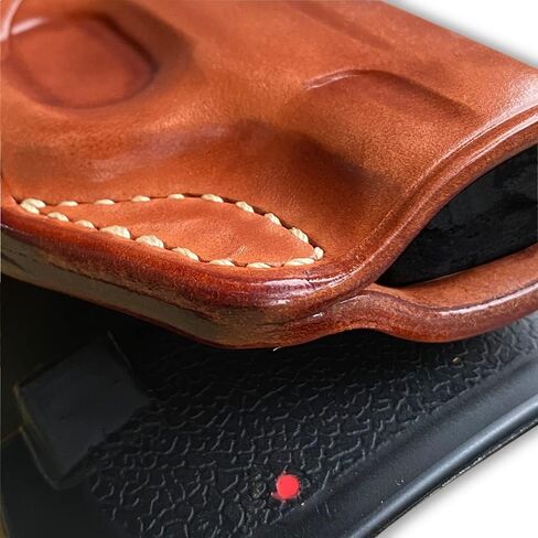 حافظة مجداف OWB من الجلد الفاخر من Masc مفتوحة من الأعلى تناسب أسطوانة LCP MAX Micro Compact مقاس 2.80 بوصة، رسم باليد اليمنى، بني #1622# in Kuwait