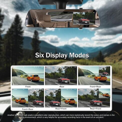 4 inch Mirror Dash Cam,1080P Rear View Mirror Camera for Cars,Dual Dash Cameras Front and Rear HD Night Vision,24H Parking Monitoring,Loop Recording, Motion Detection,Reversing Assistance,32GB TF Card in Saudi Arabia