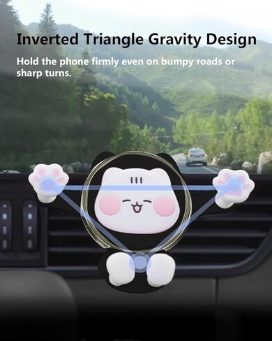 Cute Cat Car Phone Bracket Mount for Car Vent Cartoon Phones Mount for Air Vent Universal Phone Bracket Compatible with 4 to 7 Inches Phones with Cases in Saudi Arabia