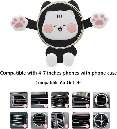 Cute Cat Car Phone Bracket Mount for Car Vent Cartoon Phones Mount for Air Vent Universal Phone Bracket Compatible with 4 to 7 Inches Phones with Cases in Saudi Arabia