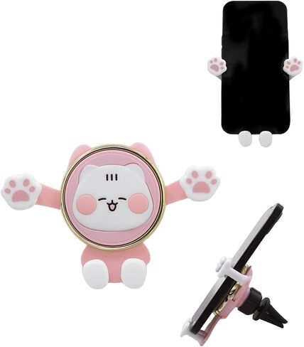 Cute Cat Car Phone Bracket Mount for Car Vent Cartoon Phones Mount for Air Vent Universal Phone Bracket Compatible with 4 to 7 Inches Phones with Cases in Saudi Arabia