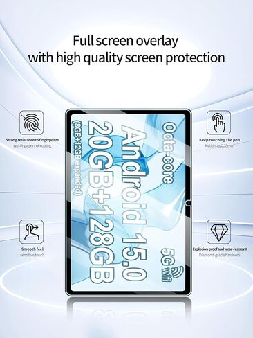 واقي شاشة لجهاز PEICHENG P13 Ultral Android 15 11 بوصة، مضاد للخدش 9H صلابة اللمس الحساسة 2.5D حواف مستديرة خالية من الفقاعات سهلة التركيب، عبوتان. in Kuwait