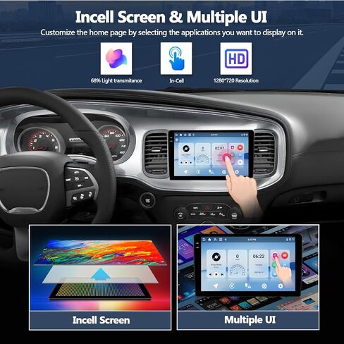 CAMECHO 4G+64G Car Radio Stereo for Dodge Charger 2011 2012 2013 2014 Android 15 CarPlay Android Auto 9" InCell 1280 * 720 Touch Screen Head Unit with Bluetooth GPS WiFi FM RDS Backup Camera in Saudi Arabia