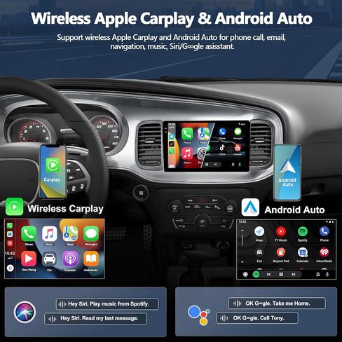 CAMECHO 4G+64G Car Radio Stereo for Dodge Charger 2011 2012 2013 2014 Android 15 CarPlay Android Auto 9" InCell 1280 * 720 Touch Screen Head Unit with Bluetooth GPS WiFi FM RDS Backup Camera in Saudi Arabia