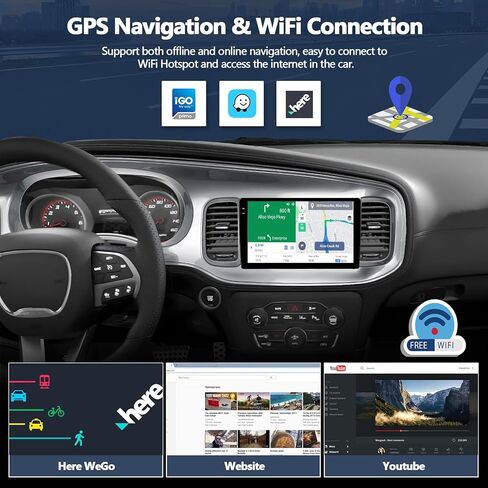 CAMECHO 4G+64G Car Radio Stereo for Dodge Charger 2011 2012 2013 2014 Android 15 CarPlay Android Auto 9" InCell 1280 * 720 Touch Screen Head Unit with Bluetooth GPS WiFi FM RDS Backup Camera in Saudi Arabia
