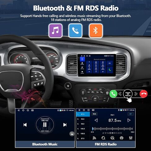 CAMECHO 4G+64G Car Radio Stereo for Dodge Charger 2011 2012 2013 2014 Android 15 CarPlay Android Auto 9" InCell 1280 * 720 Touch Screen Head Unit with Bluetooth GPS WiFi FM RDS Backup Camera in Saudi Arabia