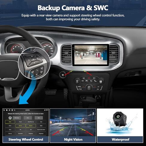 CAMECHO 4G+64G Car Radio Stereo for Dodge Charger 2011 2012 2013 2014 Android 15 CarPlay Android Auto 9" InCell 1280 * 720 Touch Screen Head Unit with Bluetooth GPS WiFi FM RDS Backup Camera in Saudi Arabia