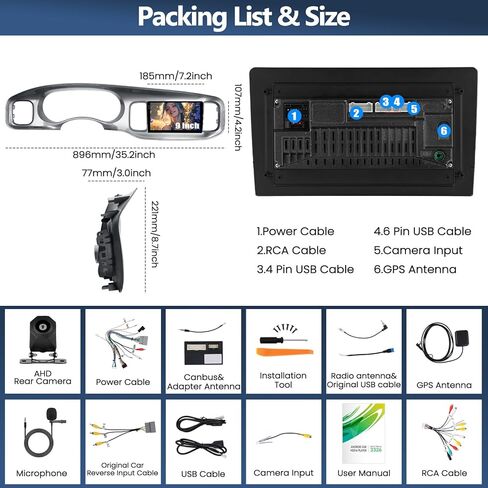 CAMECHO 4G+64G Car Radio Stereo for Dodge Charger 2011 2012 2013 2014 Android 15 CarPlay Android Auto 9" InCell 1280 * 720 Touch Screen Head Unit with Bluetooth GPS WiFi FM RDS Backup Camera in Saudi Arabia