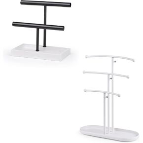 مجموعة SZQINJI مكونة من حامل مجوهرات من 3 طبقات وحامل سوار من طبقتين باللون الأبيض in Kuwait