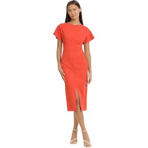 Donna Morgan Women's Flutter Sleeve Crepe Sheath Midi Dress with Keyhole in Saudi Arabia