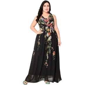 فستان TOLEEN نسائي مقاس كبير ورقبة على شكل V مطرز شبكي وردي أنيق فساتين طويلة رسمية in Kuwait