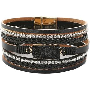 Jewbelet Leather Wrap Bracelet For Women Boho Cuff Bracelets Withe Clasp Jewelry For Teens Girls Birthday Holiday Gift