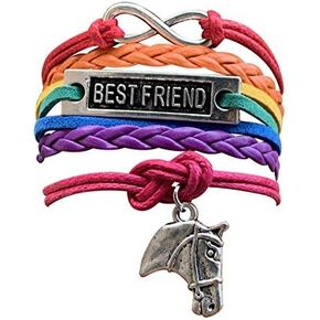 Horse Charm Bracelet, Horse Lovers Equestrian Jewelry - Pony Infinity Adjustable Bracelet for Women, Teens and Girls