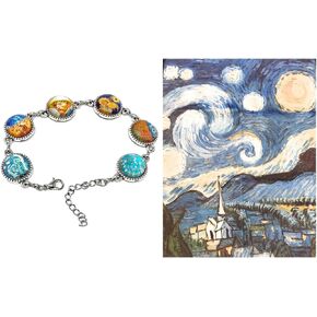 سوار لينك فان جوخ للرسومات الشهيرة مع قماش تلميع، متوسط، زجاج, Medium, زجاج in Kuwait