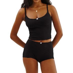 Fenghualzzniya Y2K Pajama Sets for Women 2 Piece Shorts Set Cami Crop Tops and Short Sexy Pjs Matching Loungewear in Kuwait