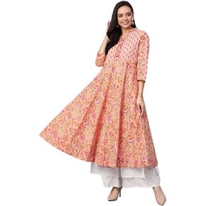 Yash Gallery Women's Cotton Floral Print Anarkali Kurta