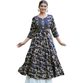 Yash Gallery Women's Cotton Tie & Dye Printed Anarkali Kurta for Women