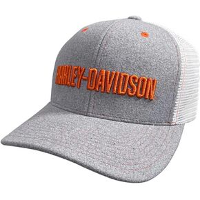 Harley-Davidson Men's Simple Contrast Snapback Colorblocked Mesh Trucker Hat Gray