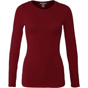 Women's Basic Round Neck Warm Soft Stretchy Long Sleeves T Shirt