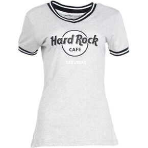 Women's Logo Ribbed Vneck Ringer Tee Grey