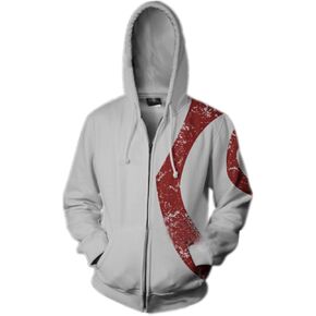 YANVS Unisex Kratos Adult Printed Zipper Hoodie Costume Halloween Cosplay Kratos Jacket Clothing Black