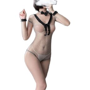 Temptshow Sexy Cosplay Pajamas Hollow Perspective Mesh Uniform Pantyhose Suit Japanese Underwear