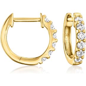 Ross-Simons 0.25 ct. t.w. Lab-Grown Diamond Hoop Earrings in 18kt Gold Over Sterling