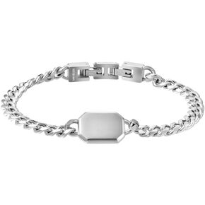 Van Heusen Men's Stainless Steel Curban Link Chain Tag Bracelet