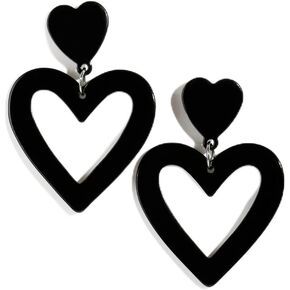 Bowitzki Double Heart Earrings Dangling Love Heart Shape Acrylic Drop Earrings Gift For Women Girls Valentine's Day Thanksgiving Day