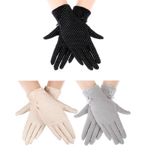 Boao 3 Pairs Women Sun Protective Gloves UV Protection Sunblock Gloves Touchscreen Gloves for Summer Driving Riding