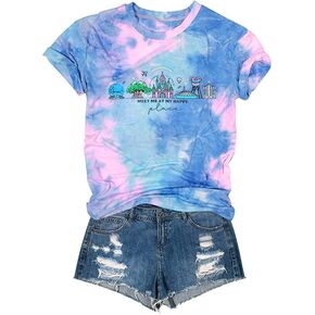 Womens World Traveler Shirt Magic Kingdom Graphic Tshirt Matching Trip T-Shirt Girl Vacation Hodilay Short Sleeve Top