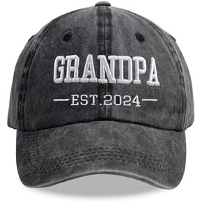 3D Embroidered Grandpa Est. 2024 Hat, Distressed Cotton Adjustable Funny Best Grandfather Baseball Cap in Kuwait