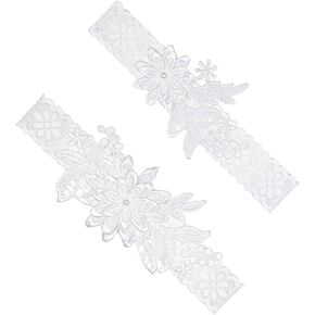 2 Pcs Wedding Garters, Wedding Bride Garter, Daisy Lace Bridal Garter, Stretchy Lace Bridal Garter, Lace Bridal Garter…
