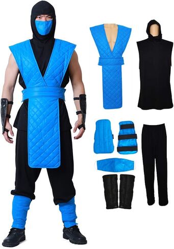 زي تنكري للهالوين للرجال من miccostumes Ninja Blue Fighter in Saudi Arabia