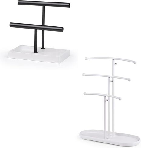 مجموعة SZQINJI مكونة من حامل مجوهرات من 3 طبقات وحامل سوار من طبقتين باللون الأبيض in Kuwait