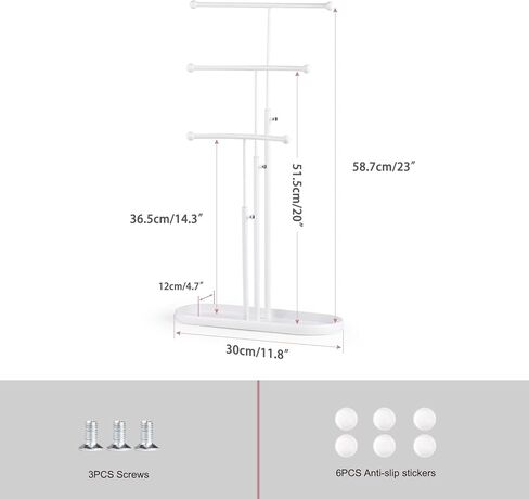 مجموعة SZQINJI مكونة من حامل مجوهرات من 3 طبقات وحامل سوار من طبقتين باللون الأبيض in Kuwait