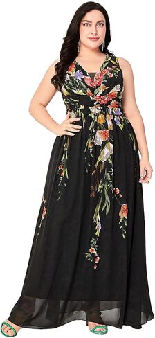 فستان TOLEEN نسائي مقاس كبير ورقبة على شكل V مطرز شبكي وردي أنيق فساتين طويلة رسمية in Kuwait