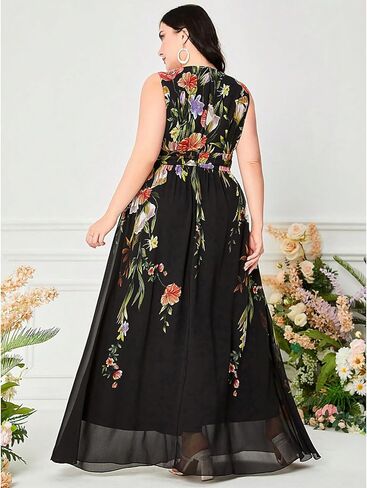 فستان TOLEEN نسائي مقاس كبير ورقبة على شكل V مطرز شبكي وردي أنيق فساتين طويلة رسمية in Kuwait