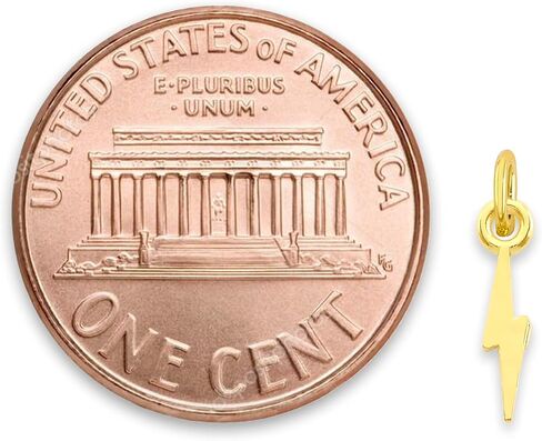 Solid 10k Gold Lightning Bolt Microcharm, Mini Cute Charm Power Symbol with Clasp in Saudi Arabia