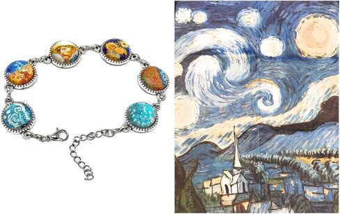 سوار لينك فان جوخ للرسومات الشهيرة مع قماش تلميع، متوسط، زجاج, Medium, زجاج in Kuwait