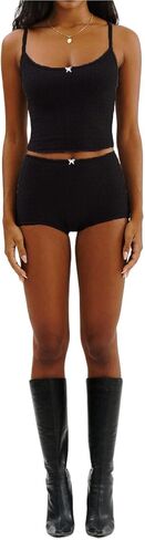 Fenghualzzniya Y2K Pajama Sets for Women 2 Piece Shorts Set Cami Crop Tops and Short Sexy Pjs Matching Loungewear in Kuwait