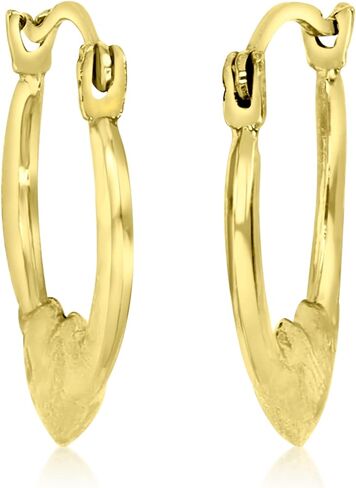 14K الذهب الأصفر 2x14mm صغيرة مصقولة القلب خفيفة الوزن الاقراط in Saudi Arabia