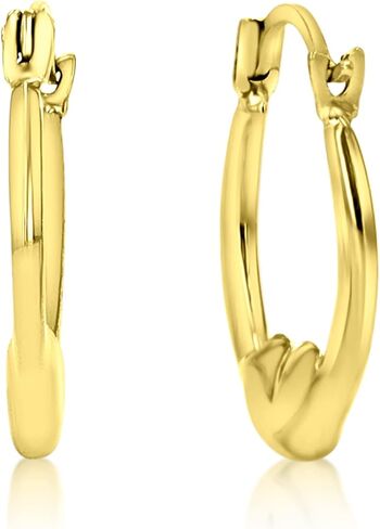 14K الذهب الأصفر 2x14mm صغيرة مصقولة القلب خفيفة الوزن الاقراط in Saudi Arabia